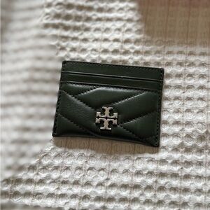 Tory Burch Quilted Card Holder in Forest Green